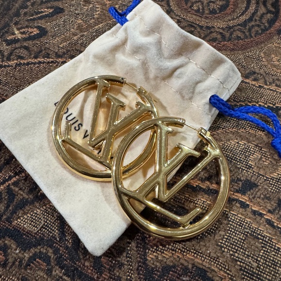 Louis Vuitton Gold Logo Earrings -Louise - Picture 6 of 9